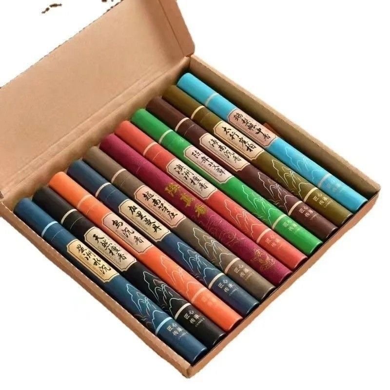 11-Flavor Natural Incense Sticks Collection - Sandalwood, Agarwood & Herbs - In Use
