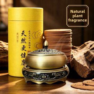 Alloy Incense Burner Gift Set - 120-Disc Coil Incense in 7 Scents - Coil Incense