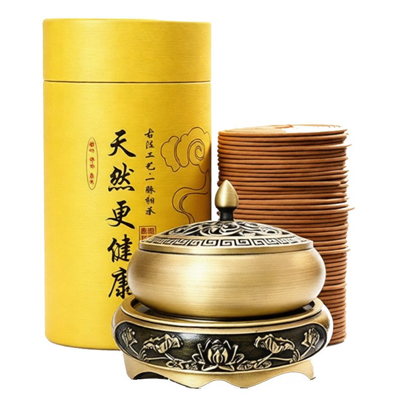 Alloy Incense Burner Gift Set - 120-Disc Coil Incense in 7 Scents - In Use