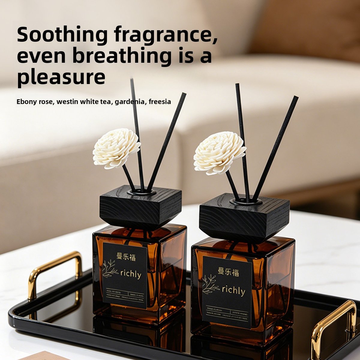 Oriental Charm 200ml Reed Diffuser - Long-Lasting Home Fragrance - Lifestyle Scene