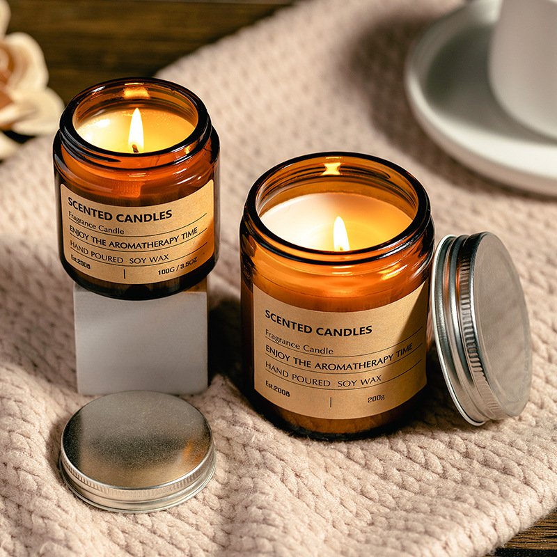 Aromatherapy Scented Soy Candle - Hand-Poured Home Fragrance - Detail View