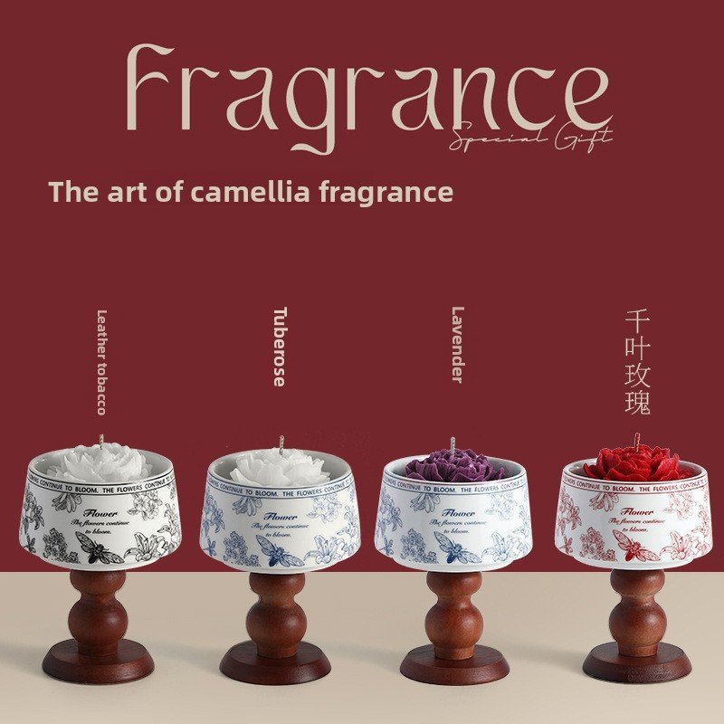 Camellia Scented Candle Gift Box - Floral Home Fragrance Set - Lifestyle Scene