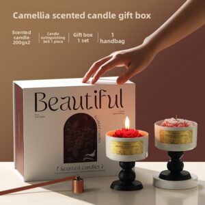 Camellia Scented Candle Gift Box - 2 x 200g with Accessories - Incense Gift Sets