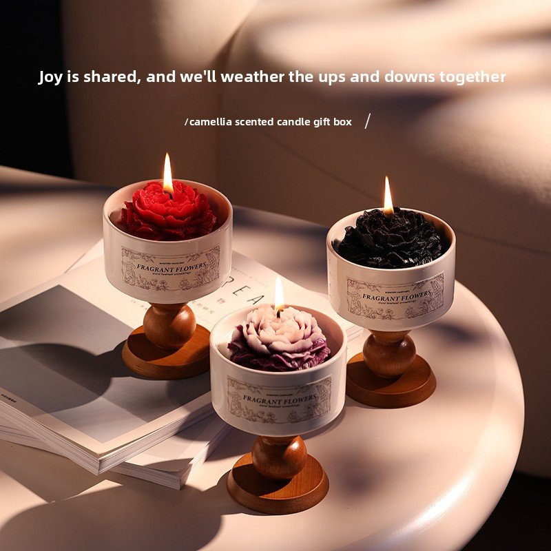 Camellia Scented Candle Gift Box - 2 x 200g with Accessories - Lifestyle Scene