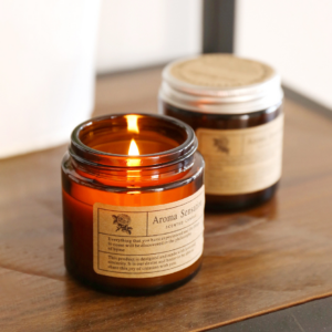 YUHUAN Brown Bottle Scented Candle – Small Amber Glass Candle, 13 Fragrances, 100g - Herbal Wellness Incense