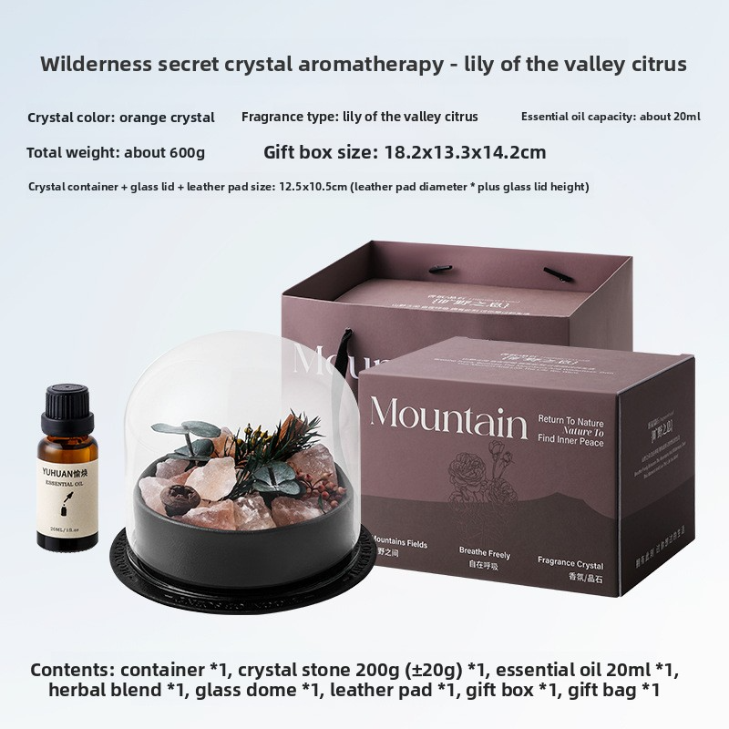 YUHUAN Wilderness Essential Oil Diffuser Stone Gift Box – Flameless Aromatherapy Crystal, 8 Stone-Scent Combos, 20ML Oil - Packaging