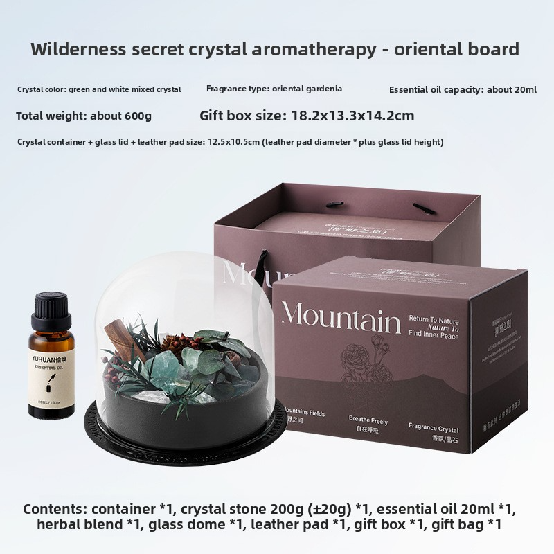 YUHUAN Wilderness Essential Oil Diffuser Stone Gift Box – Flameless Aromatherapy Crystal, 8 Stone-Scent Combos, 20ML Oil - Side View