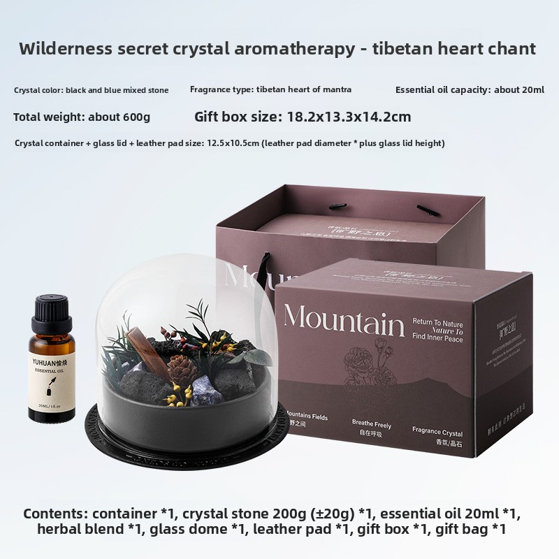 YUHUAN Wilderness Essential Oil Diffuser Stone Gift Box – Flameless Aromatherapy Crystal, 8 Stone-Scent Combos, 20ML Oil - Back View