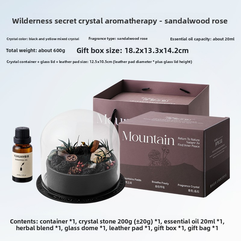 YUHUAN Wilderness Essential Oil Diffuser Stone Gift Box – Flameless Aromatherapy Crystal, 8 Stone-Scent Combos, 20ML Oil - Product Set