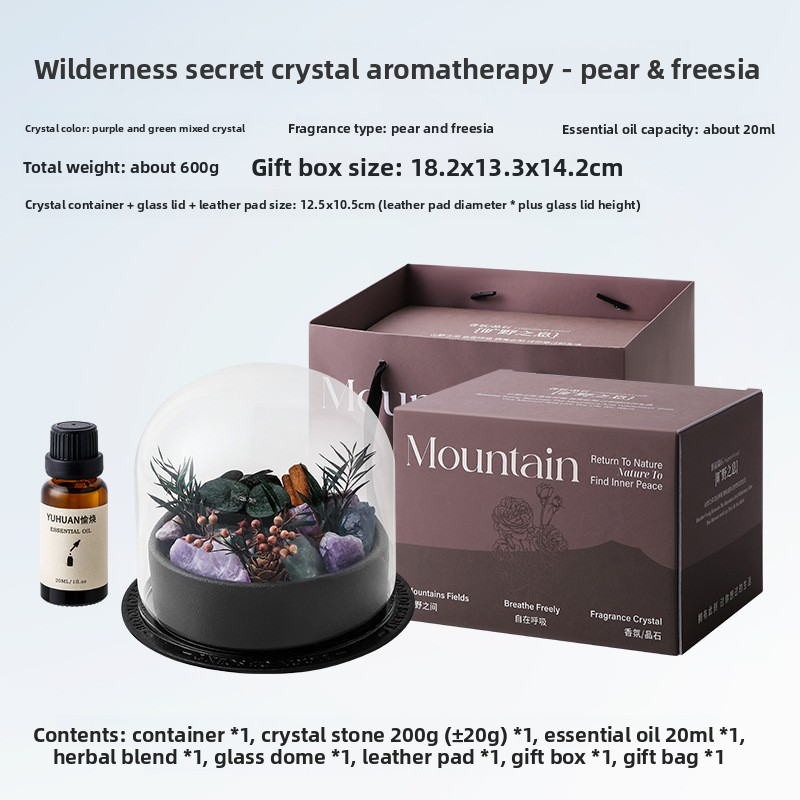 YUHUAN Wilderness Essential Oil Diffuser Stone Gift Box – Flameless Aromatherapy Crystal, 8 Stone-Scent Combos, 20ML Oil - Context