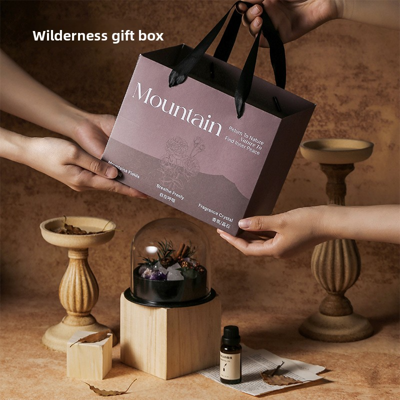 YUHUAN Wilderness Essential Oil Diffuser Stone Gift Box – Flameless Aromatherapy Crystal, 8 Stone-Scent Combos, 20ML Oil - Detail View