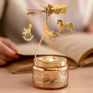 YUEKOKO Christmas Carousel Candle Gift Set - Spinning Rotary Candle Holder with Scented Candle, 10 Styles - Incense Gift Sets
