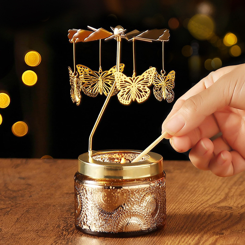 YUEKOKO Christmas Carousel Candle Gift Set - Spinning Rotary Candle Holder with Scented Candle, 10 Styles - Size Reference