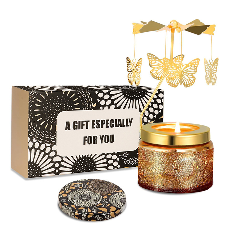 YUEKOKO Christmas Carousel Candle Gift Set - Spinning Rotary Candle Holder with Scented Candle, 10 Styles - In Use