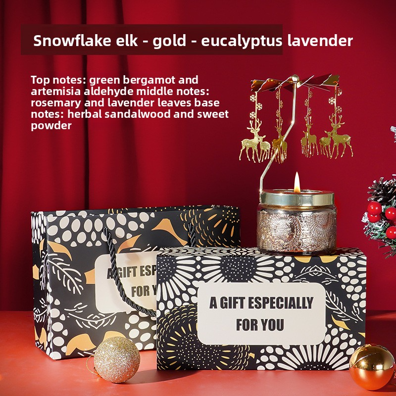 YUEKOKO Christmas Carousel Candle Gift Set - Spinning Rotary Candle Holder with Scented Candle, 10 Styles - Close-up