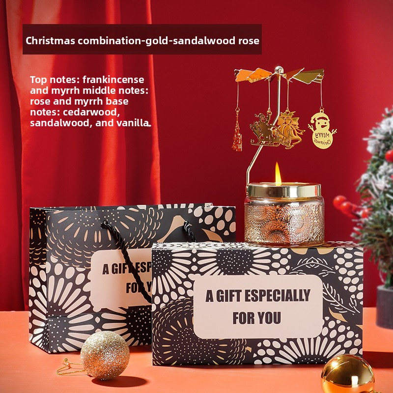 YUEKOKO Christmas Carousel Candle Gift Set - Spinning Rotary Candle Holder with Scented Candle, 10 Styles - Scale