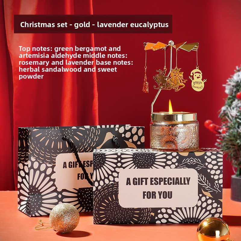 YUEKOKO Christmas Carousel Candle Gift Set - Spinning Rotary Candle Holder with Scented Candle, 10 Styles - Set / Collection