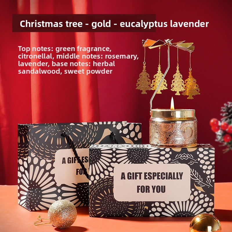 YUEKOKO Christmas Carousel Candle Gift Set - Spinning Rotary Candle Holder with Scented Candle, 10 Styles - Packaging