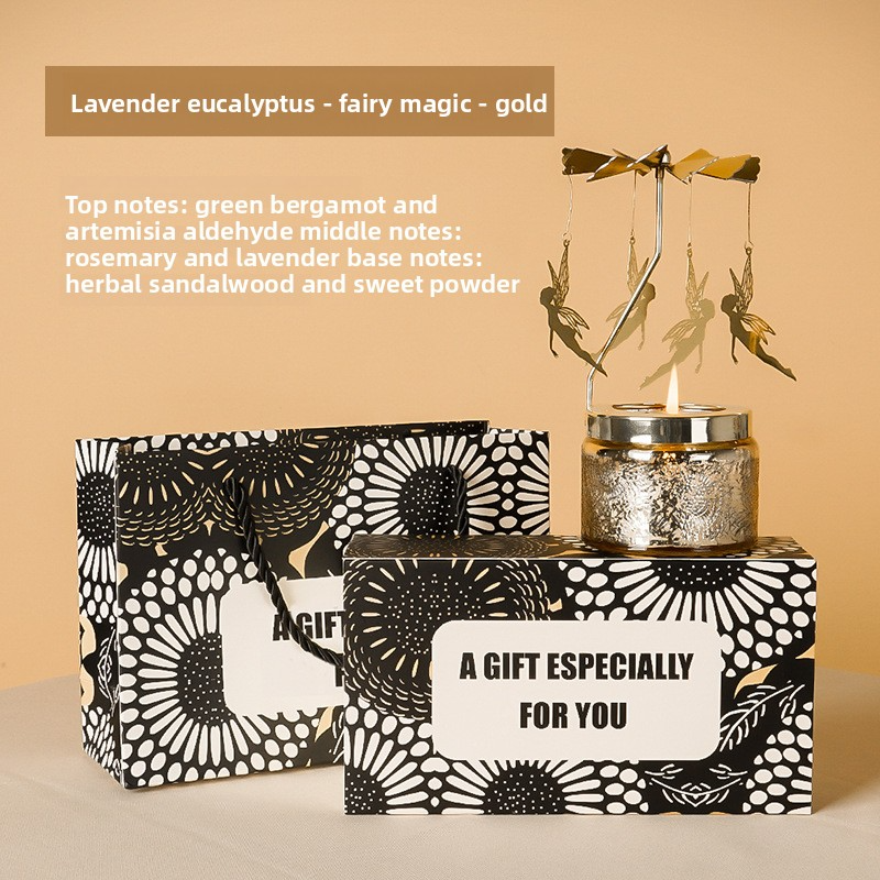 YUEKOKO Christmas Carousel Candle Gift Set - Spinning Rotary Candle Holder with Scented Candle, 10 Styles - Top View