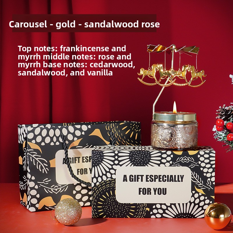 YUEKOKO Christmas Carousel Candle Gift Set - Spinning Rotary Candle Holder with Scented Candle, 10 Styles - Product Set