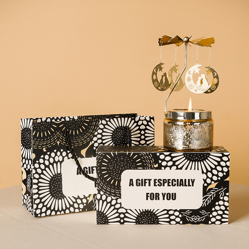 YUEKOKO Rotating Carousel Candle Gift Set - Metal Spinning Candle Holder with Scented Candle, 7 Styles - Product Set