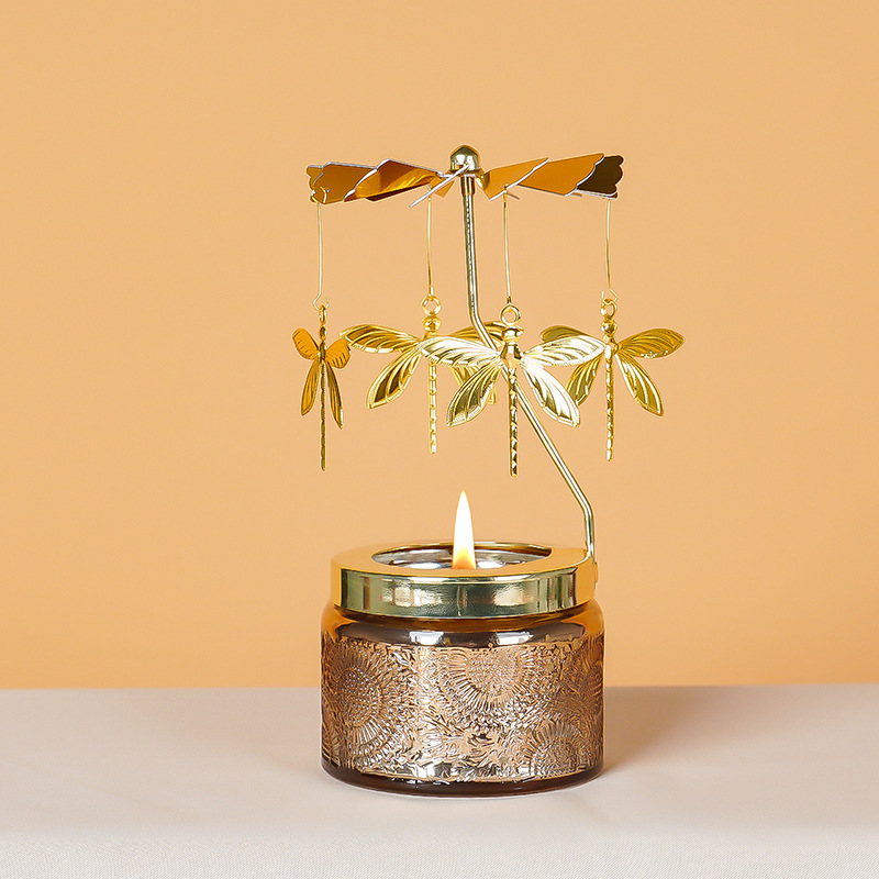 YUEKOKO Rotating Carousel Candle Gift Set - Metal Spinning Candle Holder with Scented Candle, 7 Styles - Alternative View