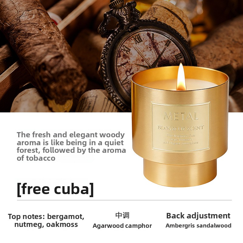 YUEKOKO Luxury Metal Cup Scented Candle – Premium Glass Candle with Metallic Finish, 4 Fragrances - Close-up