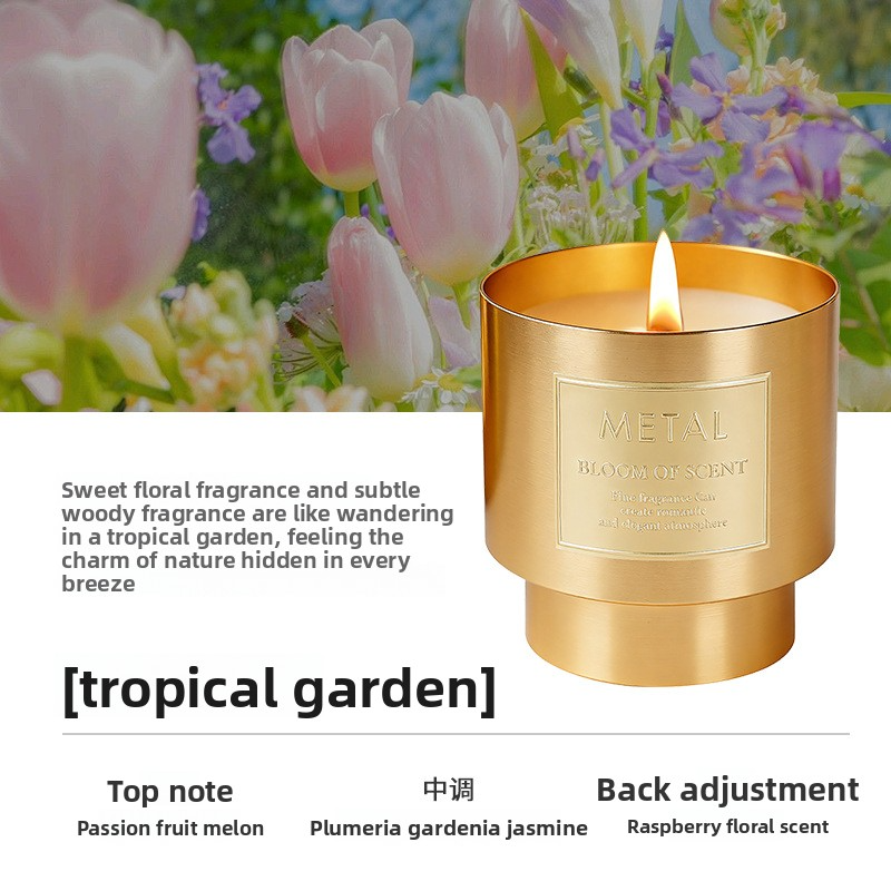 YUEKOKO Luxury Metal Cup Scented Candle – Premium Glass Candle with Metallic Finish, 4 Fragrances - Packaging