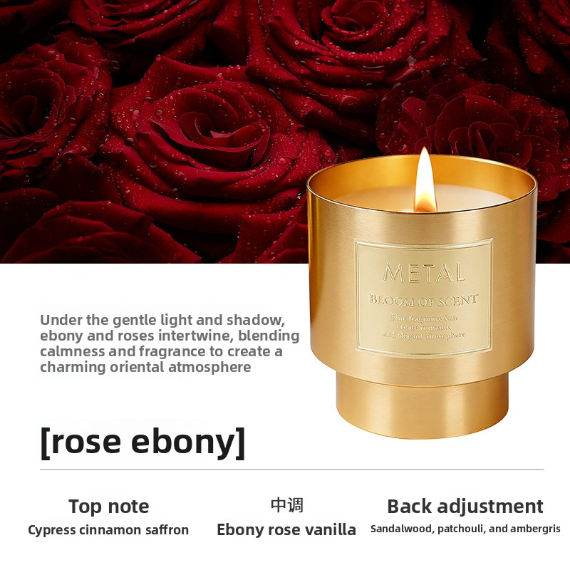 YUEKOKO Luxury Metal Cup Scented Candle – Premium Glass Candle with Metallic Finish, 4 Fragrances - Side View