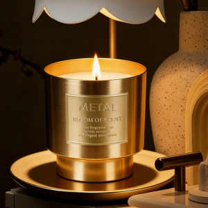 YUEKOKO Luxury Metal Cup Scented Candle – Premium Glass Candle with Metallic Finish, 4 Fragrances - Luxury Heritage Gift