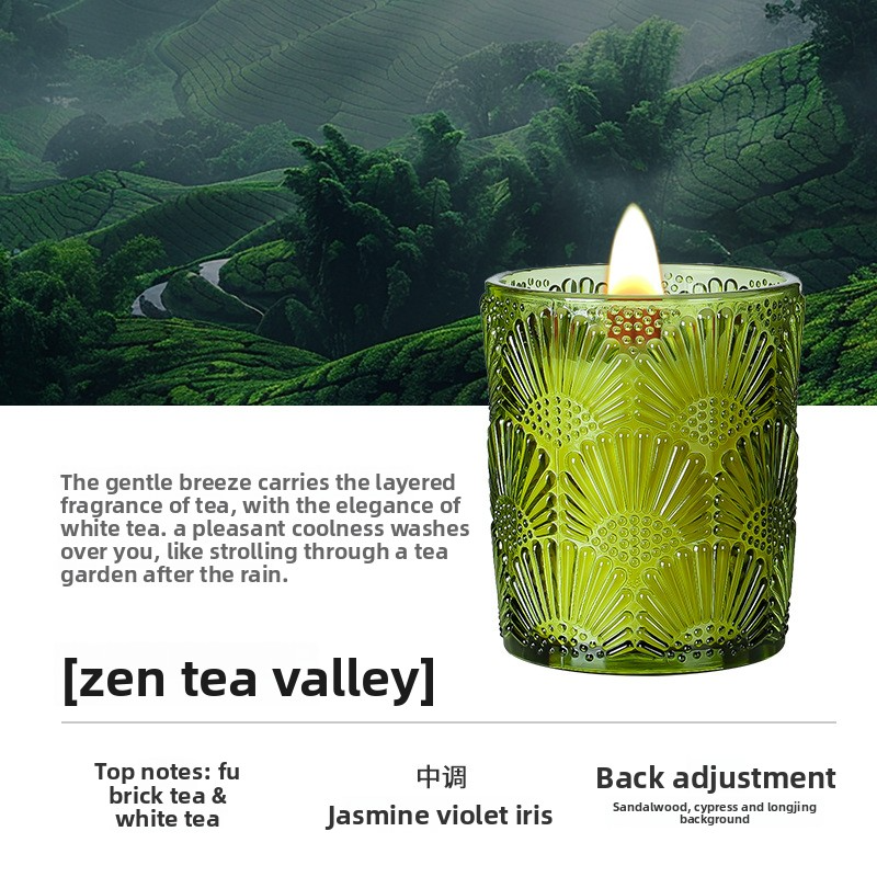 SUOQIU Plum Tea Scented Candle 165g - Chinese Ceramic Cup Aromatherapy Candle, 6 Styles - Close-up