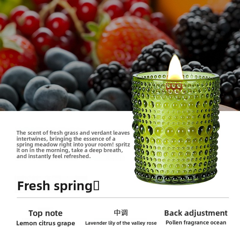 SUOQIU Plum Tea Scented Candle 165g - Chinese Ceramic Cup Aromatherapy Candle, 6 Styles - Side View