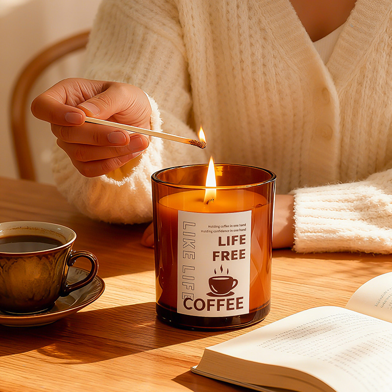 Coffee Scented Candle Gift Box - Soy Wax Aromatherapy Candle, 11 Styles - Lifestyle Scene