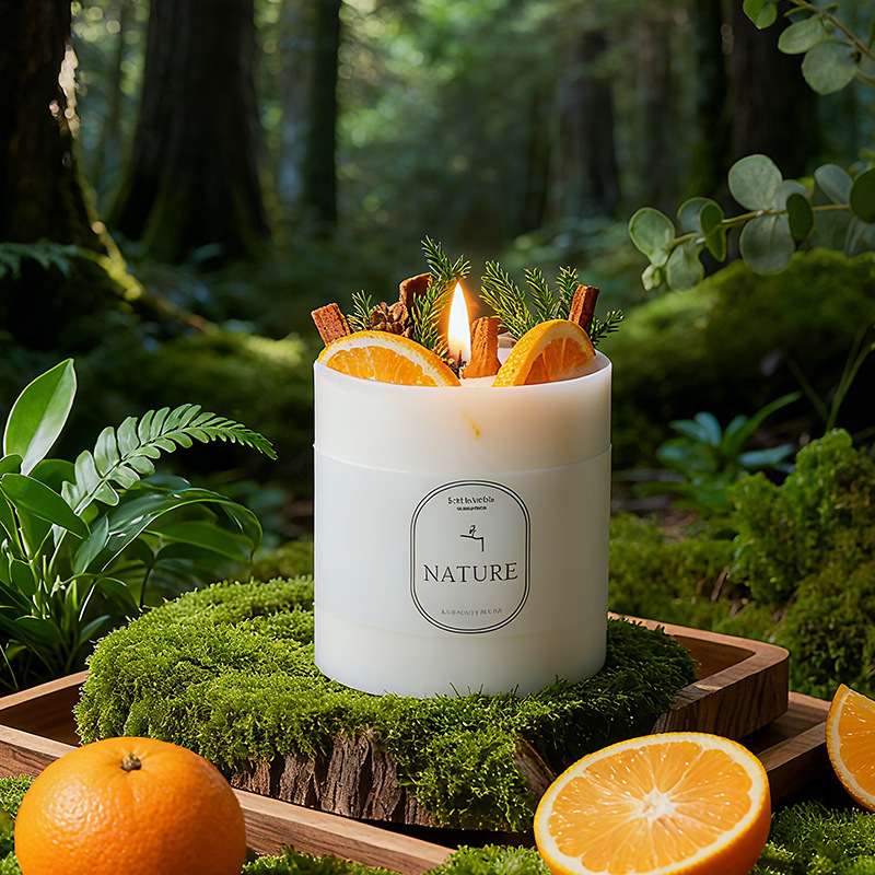 Forest Floral Scented Candle with Real Dried Flowers - Soy Wax Aromatherapy Candle, 7 Styles - Lifestyle Scene