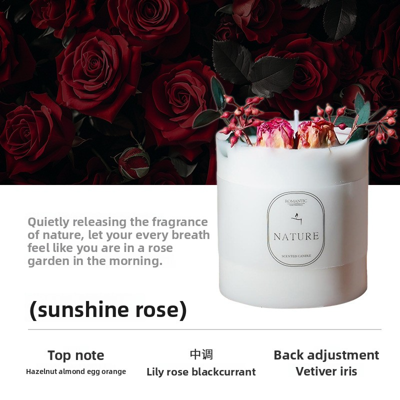 Forest Floral Scented Candle with Real Dried Flowers - Soy Wax Aromatherapy Candle, 7 Styles - Close-up