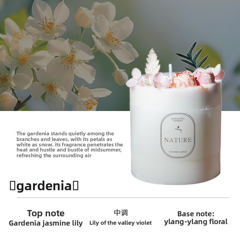 Forest Floral Scented Candle with Real Dried Flowers - Soy Wax Aromatherapy Candle, 7 Styles - Packaging